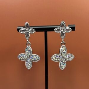 Silver and Iridescent Earrings